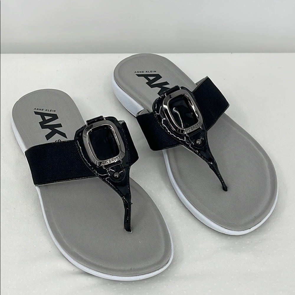 Anne Klein Black and Gray Women's Sandals SIZE 8M